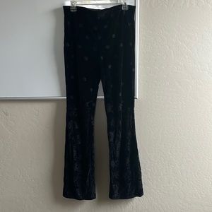 Free people black velour flared pants